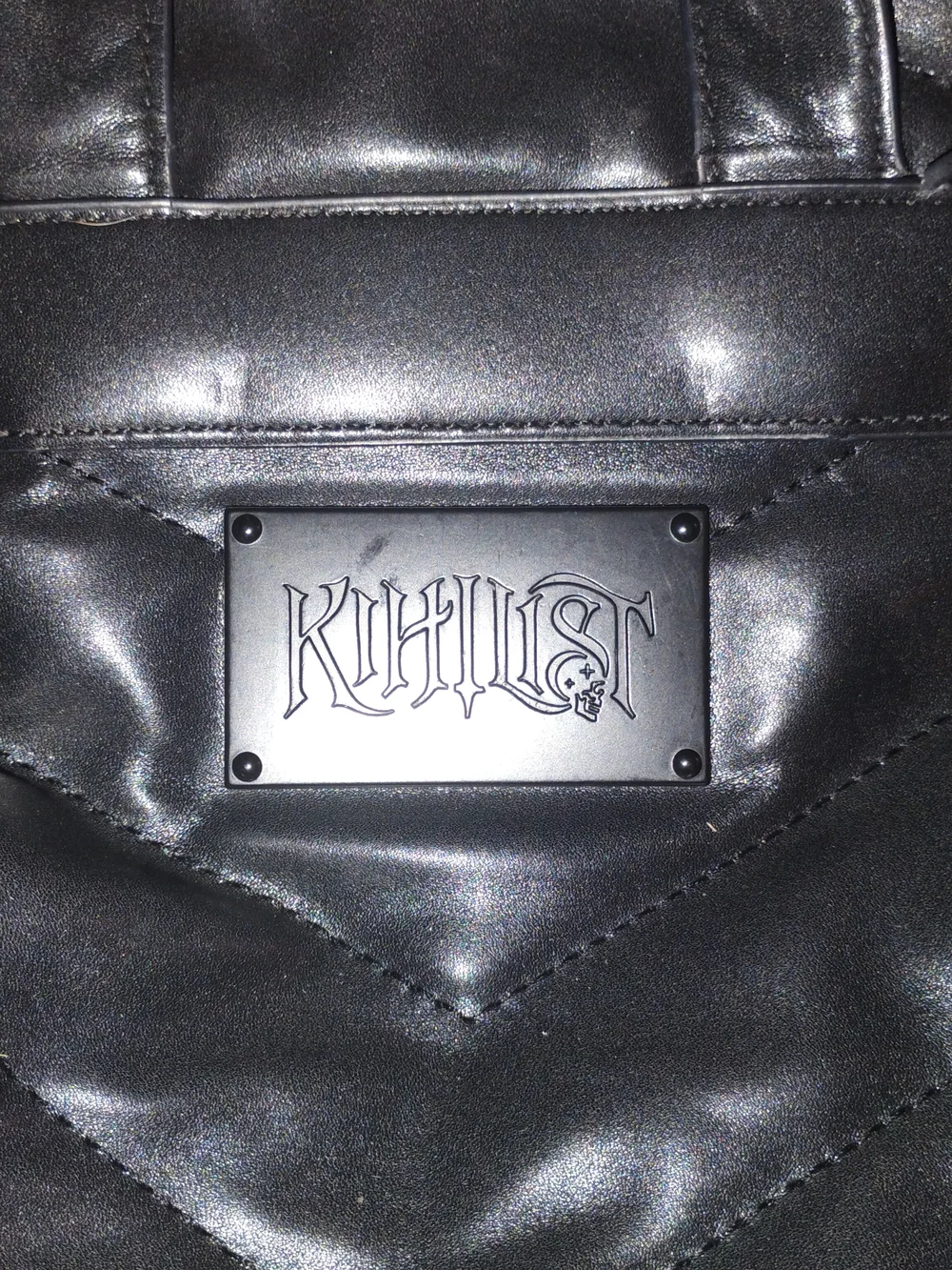 KIHLIST Black Quilted Bag - Black Vegan Leather.